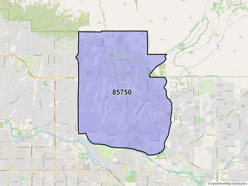 Map of ZIP Code 85750 — Tucson, AZ