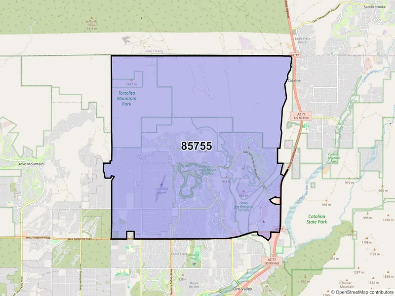 Map of ZIP Code 85755 — Oro Valley, AZ