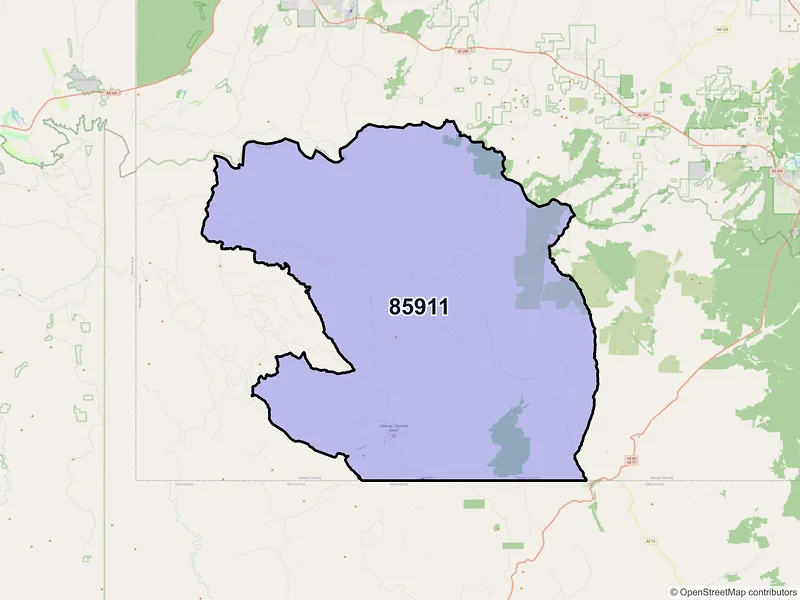Map of Cibecue, Arizona and ZIP codes