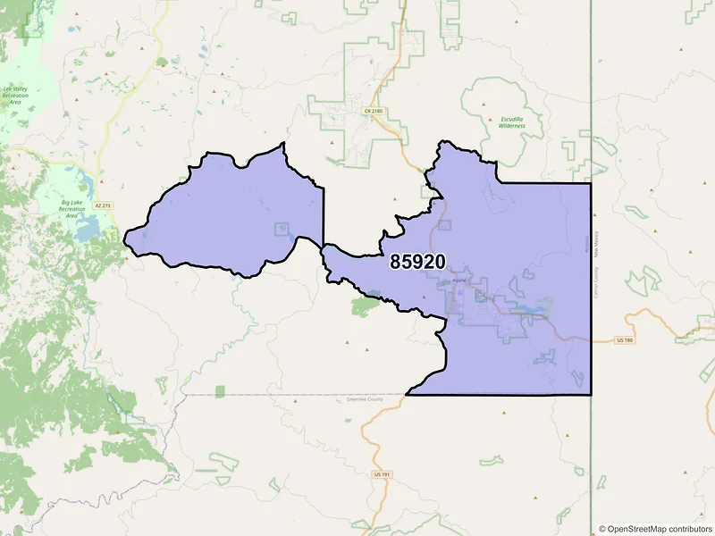 Map of Alpine, Arizona and ZIP codes