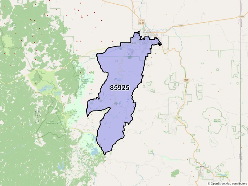 Map of Eagar, Arizona and ZIP codes