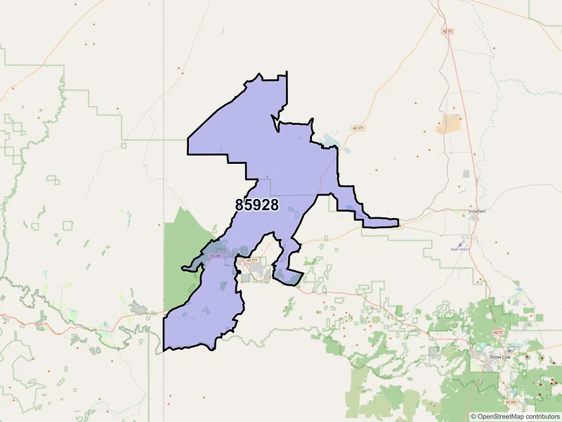 Map of Heber, Arizona and ZIP codes