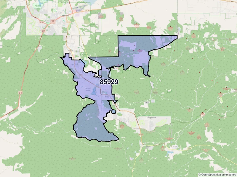 Map of Lakeside, Arizona and ZIP codes