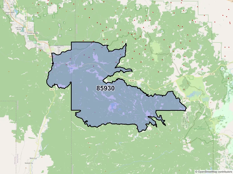 Map of McNary, Arizona and ZIP codes