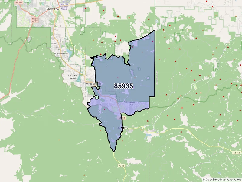 Map of Pinetop, Arizona and ZIP codes