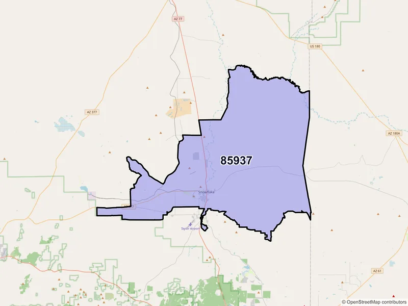 Map of Snowflake, Arizona and ZIP codes