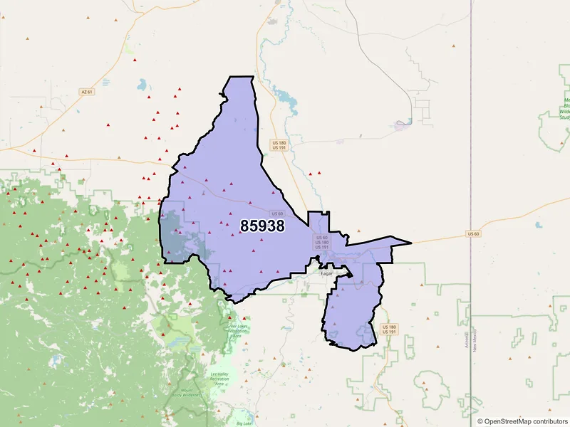 Map of Springerville, Arizona and ZIP codes