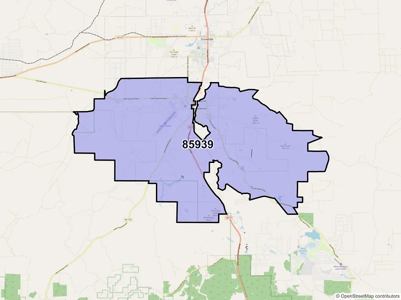 Map of Taylor, Arizona and ZIP codes