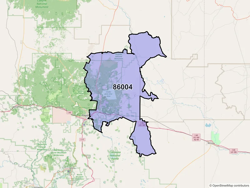 Map of ZIP Code 86004 — Flagstaff, AZ