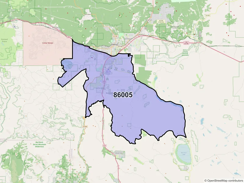 Map of ZIP Code 86005 — Flagstaff, AZ