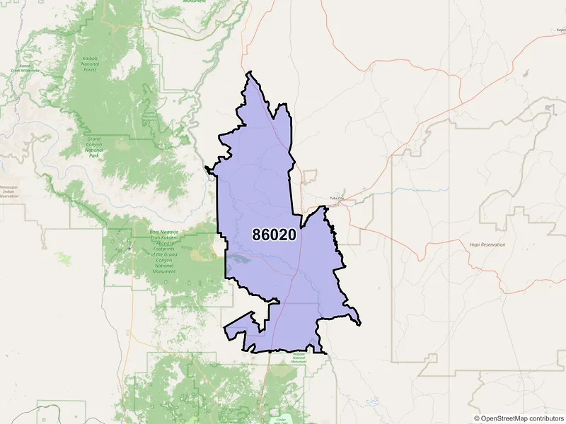 Map of Cameron, Arizona and ZIP codes