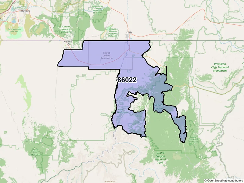 Map of Fredonia, Arizona and ZIP codes