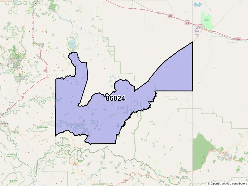 Map of Happy Jack, Arizona and ZIP codes