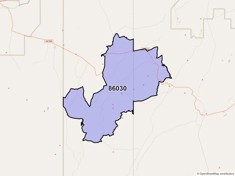 Map of Hotevilla, Arizona and ZIP codes