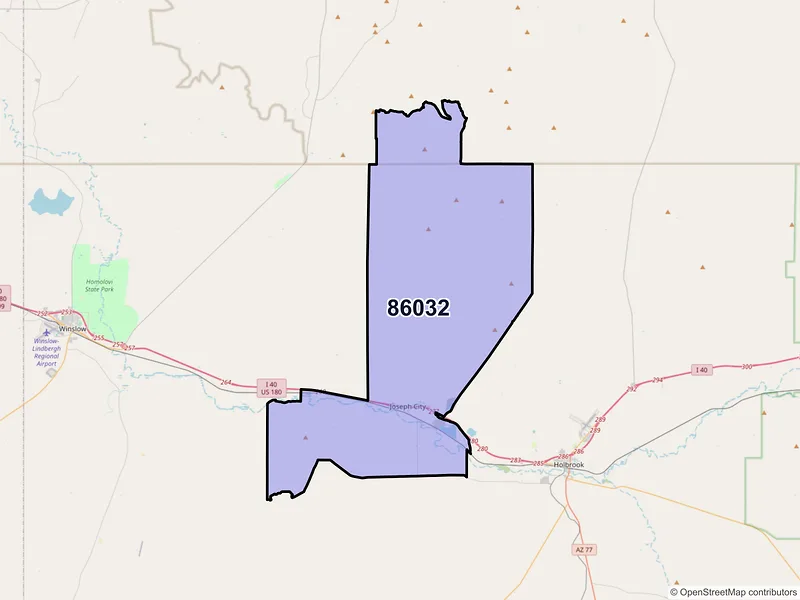 Map of Joseph City, Arizona and ZIP codes