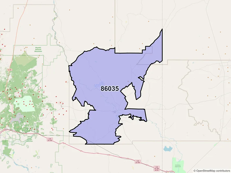 Map of Leupp, Arizona and ZIP codes