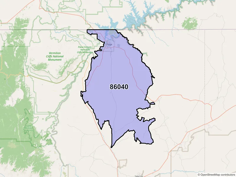 Map of Page, Arizona and ZIP codes