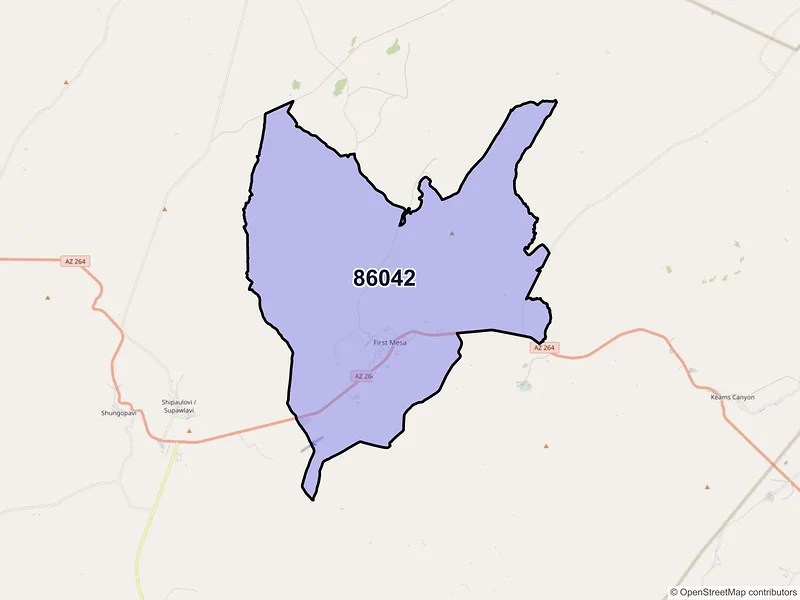 Map of Polacca, Arizona and ZIP codes