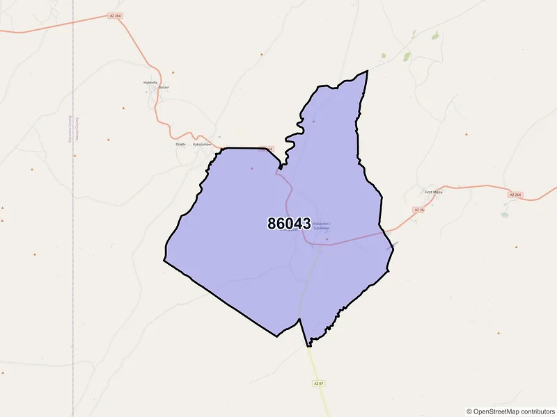 Map of Second Mesa, Arizona and ZIP codes