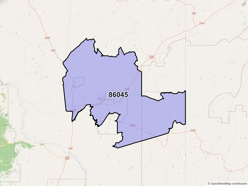Map of Tuba City, Arizona and ZIP codes