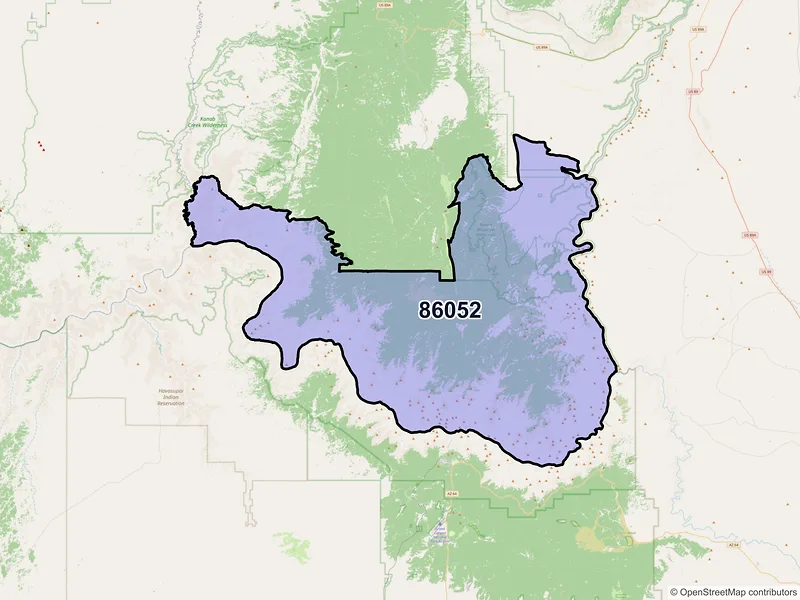 Map of North Rim, Arizona and ZIP codes