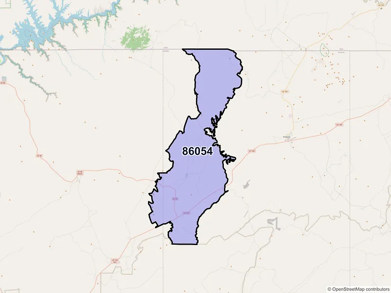 Map of Shonto, Arizona and ZIP codes