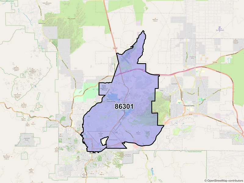 Map of ZIP Code 86301 — Prescott, AZ