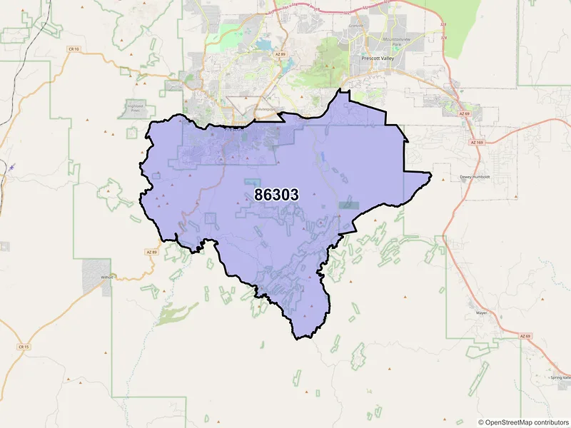 Map of ZIP Code 86303 — Prescott, AZ