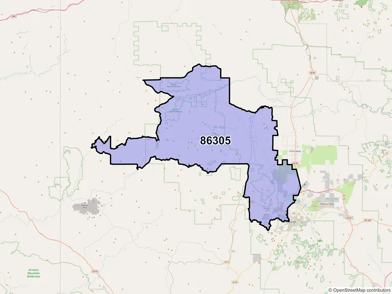 Map of ZIP Code 86305 — Prescott, AZ