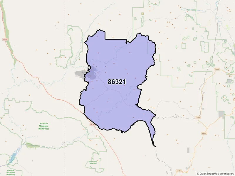 Map of Bagdad, Arizona and ZIP codes