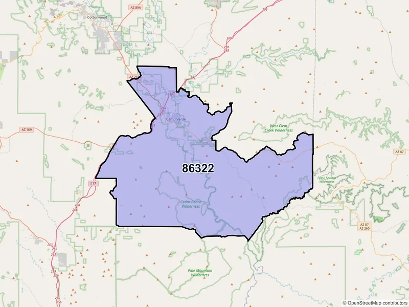 Map of Camp Verde, Arizona and ZIP codes