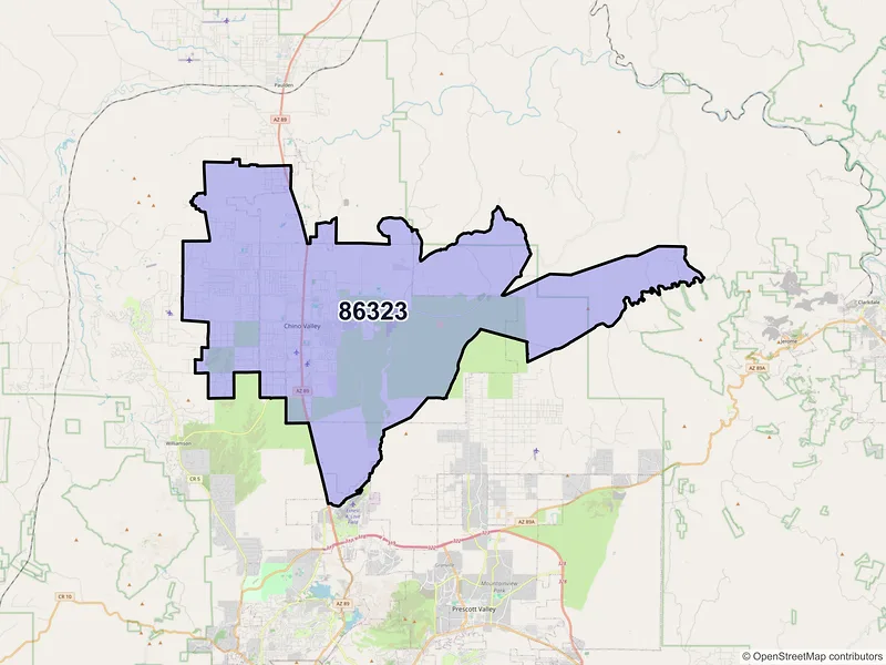 Map of Chino Valley, Arizona and ZIP codes