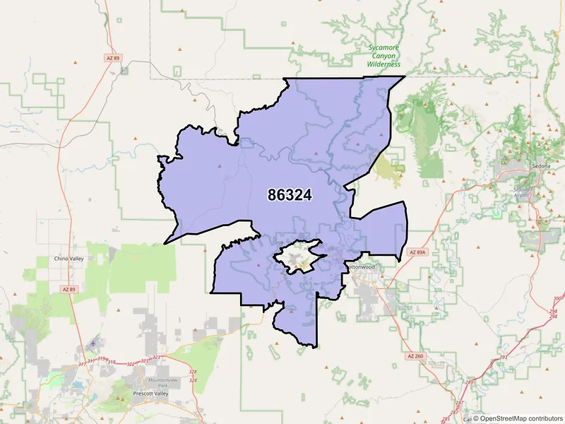 Map of Clarkdale, Arizona and ZIP codes