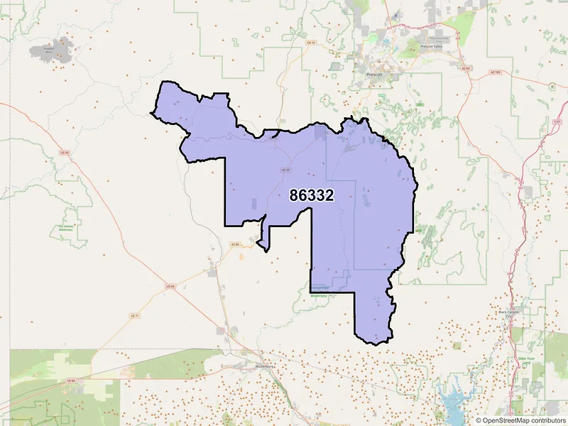 Map of Kirkland, Arizona and ZIP codes