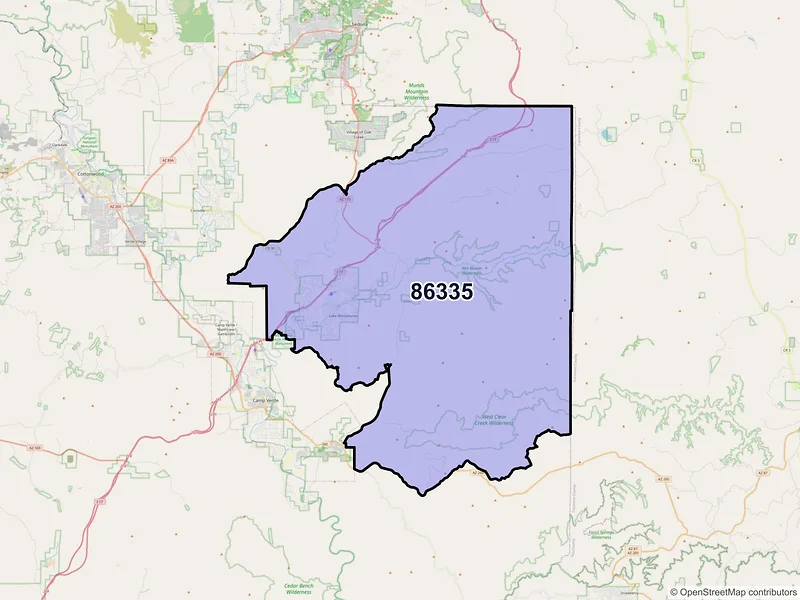 Map of Rimrock, Arizona and ZIP codes