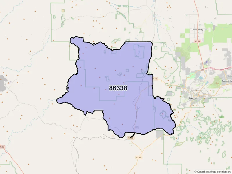 Map of Skull Valley, Arizona and ZIP codes