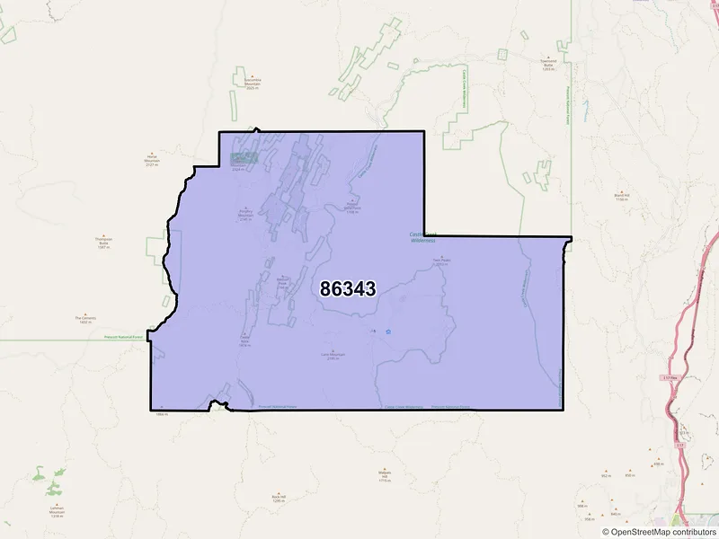 Map of Crown King, Arizona and ZIP codes
