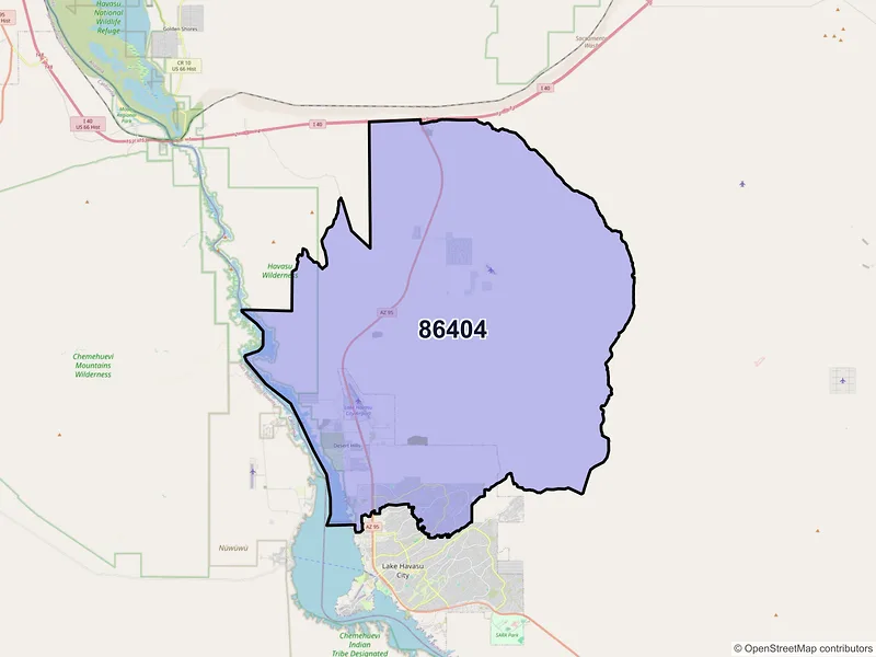 Map of ZIP Code 86404 — Lake Havasu City, AZ