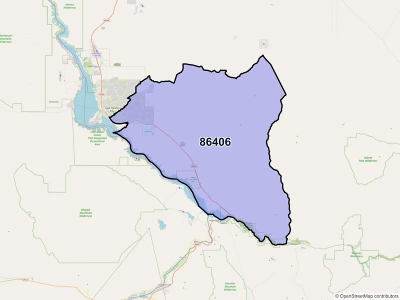 Map of ZIP Code 86406 — Lake Havasu City, AZ