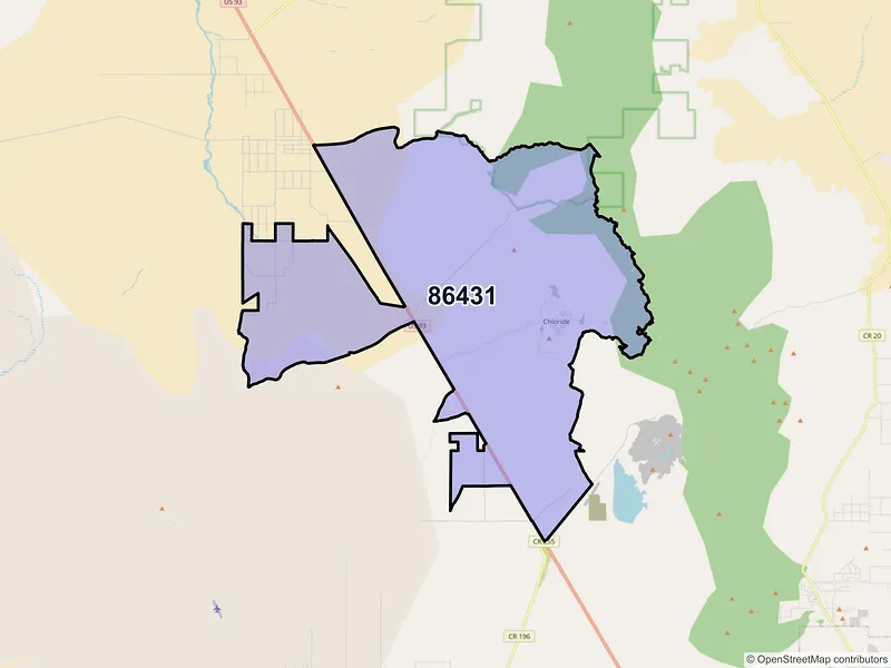 Map of Chloride, Arizona and ZIP codes