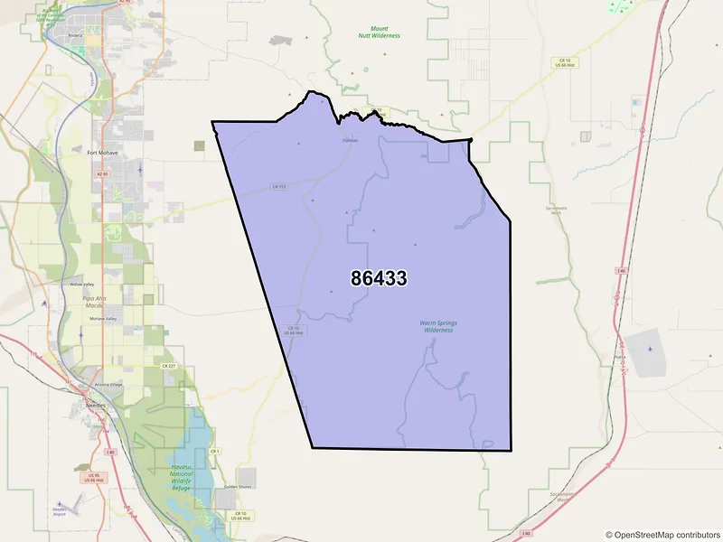Map of Oatman, Arizona and ZIP codes