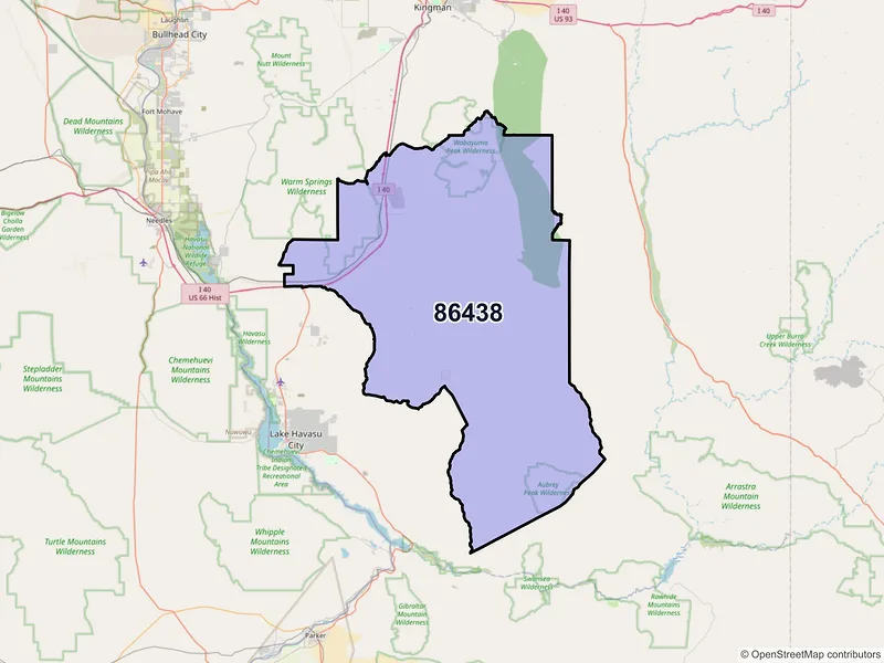 Map of Yucca, Arizona and ZIP codes