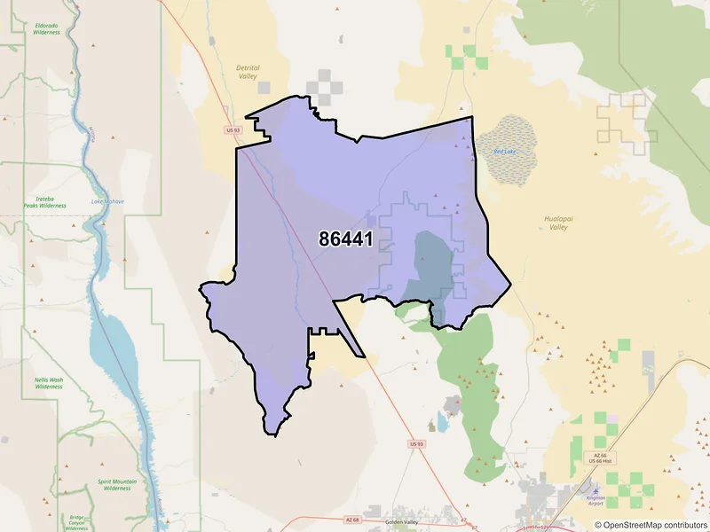 Map of Dolan Springs, Arizona and ZIP codes