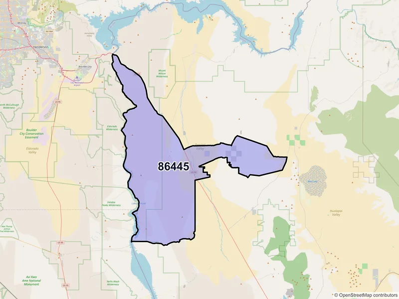Map of Willow Beach, Arizona and ZIP codes
