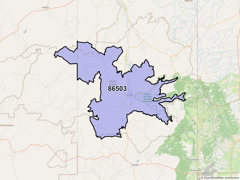 Map of Chinle, Arizona and ZIP codes