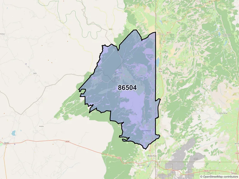 Map of Fort Defiance, Arizona and ZIP codes