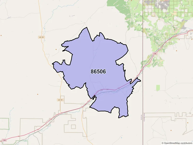 Map of Houck, Arizona and ZIP codes
