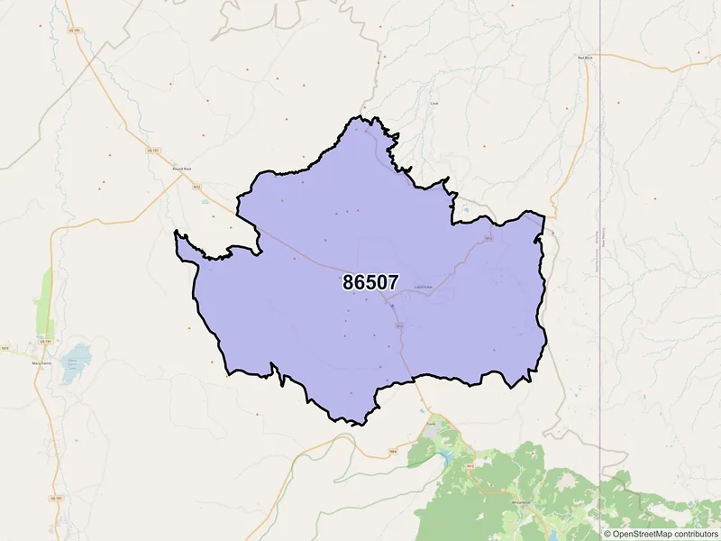 Map of Lukachukai, Arizona and ZIP codes