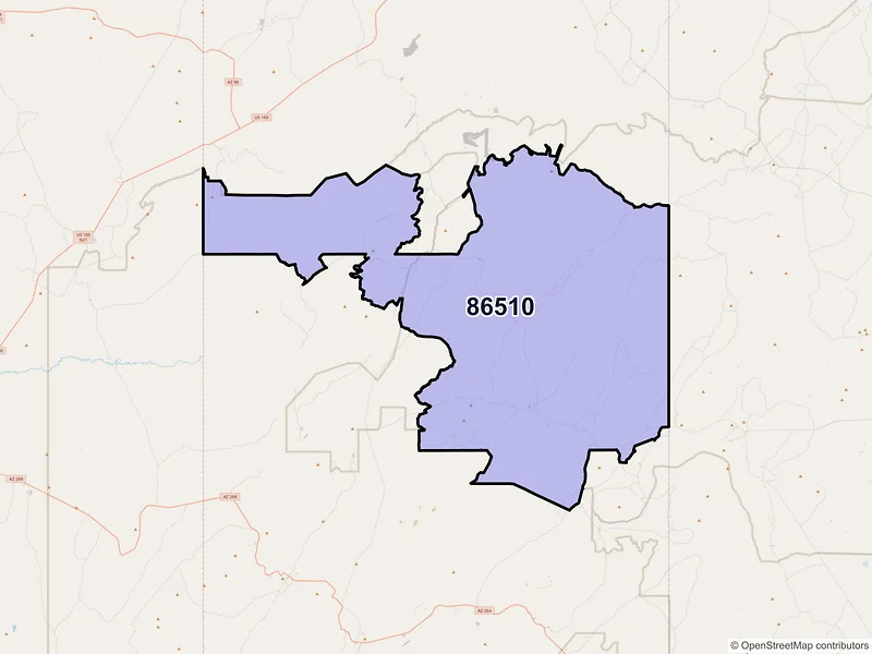Map of Pinon, Arizona and ZIP codes