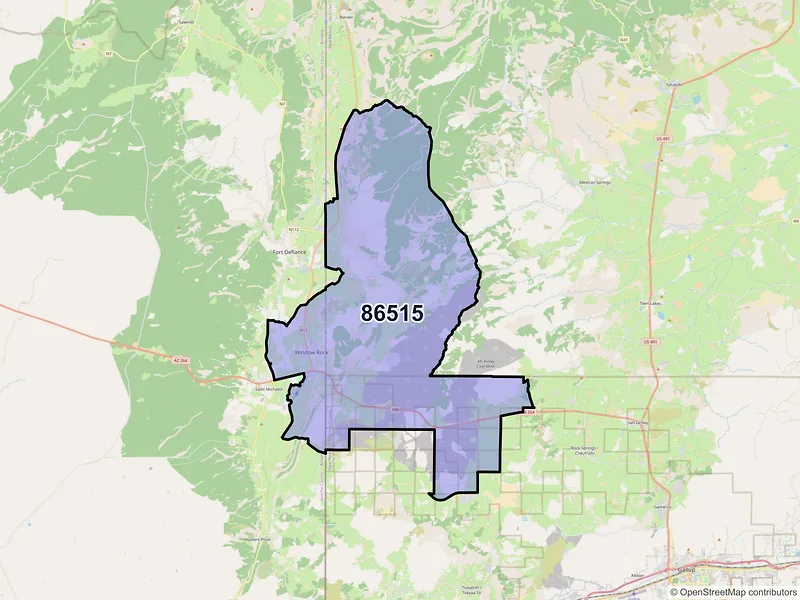 Map of Window Rock, Arizona and ZIP codes